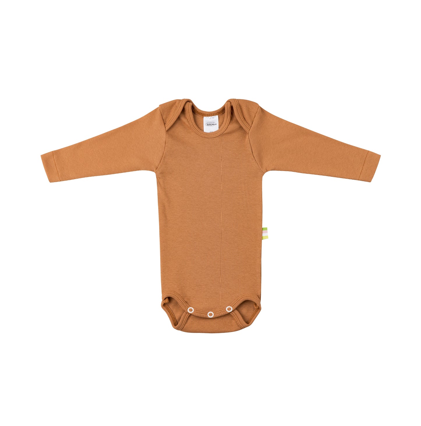 Organic Cotton Baby Body Langarm in Farbe amber in softem Rib