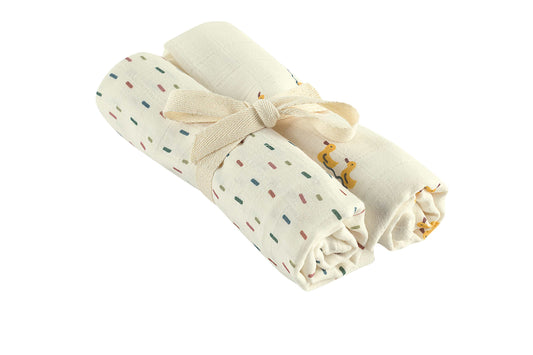 Muslin nappies duckling 2-pack