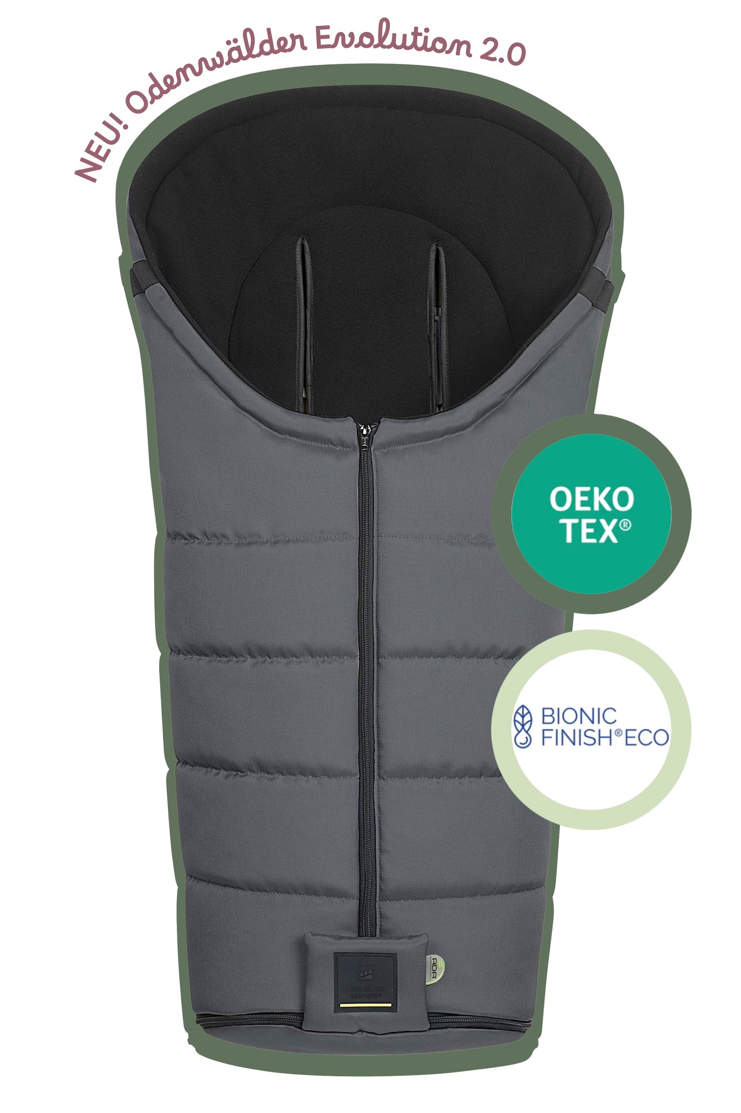 Fußsack Benno 2.0 in anthrazit für Kinderwagen Sportsitz für warme Spaziergänge