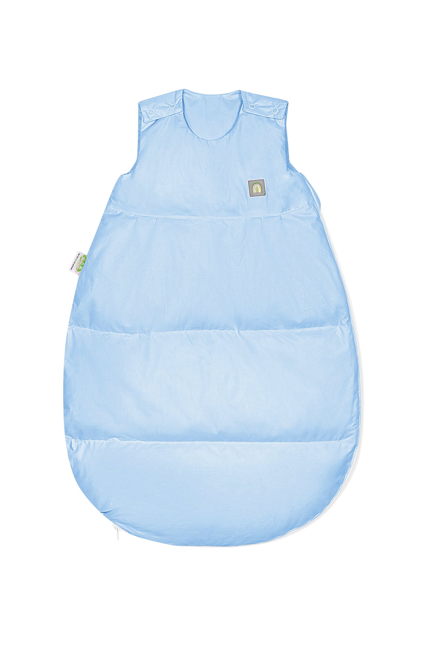 thermo-nest Daunen-Schlafsack in hellblau für kalte Winternächte