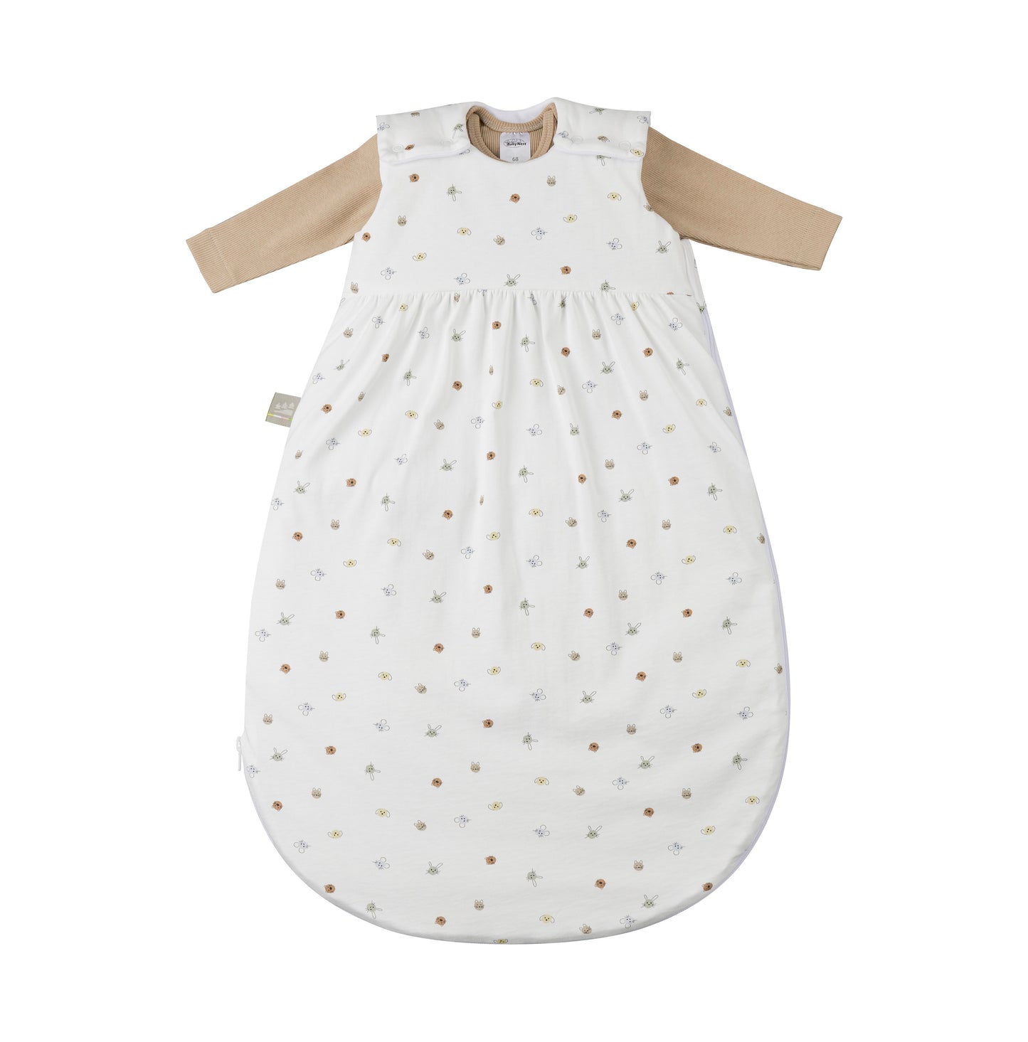 Organic Cotton Ganzjahres Schlafsack in Kombi mit einem Organic Cotton Baby Body Langarm in Farbe cinnamon