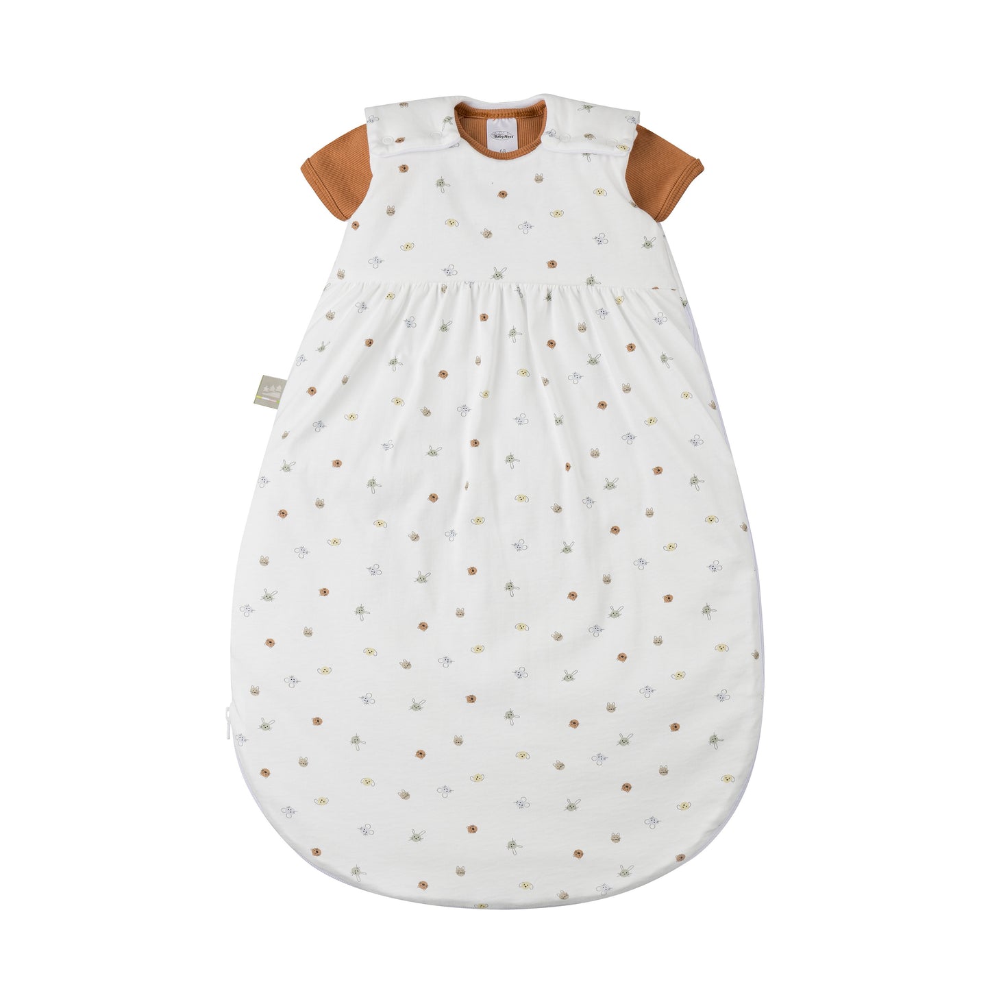 Organic Cotton Ganzjahres Schlafsack in Kombi mit einem Organic Cotton Baby Body Kurzarm in Farbe amber
