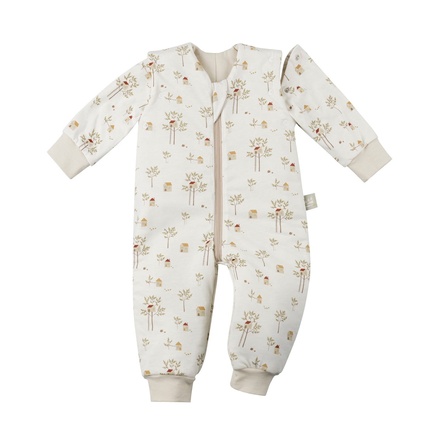 Baumhaus Design Baby-Schlafsack mit Füßen und abnehmbaren Ärmeln.