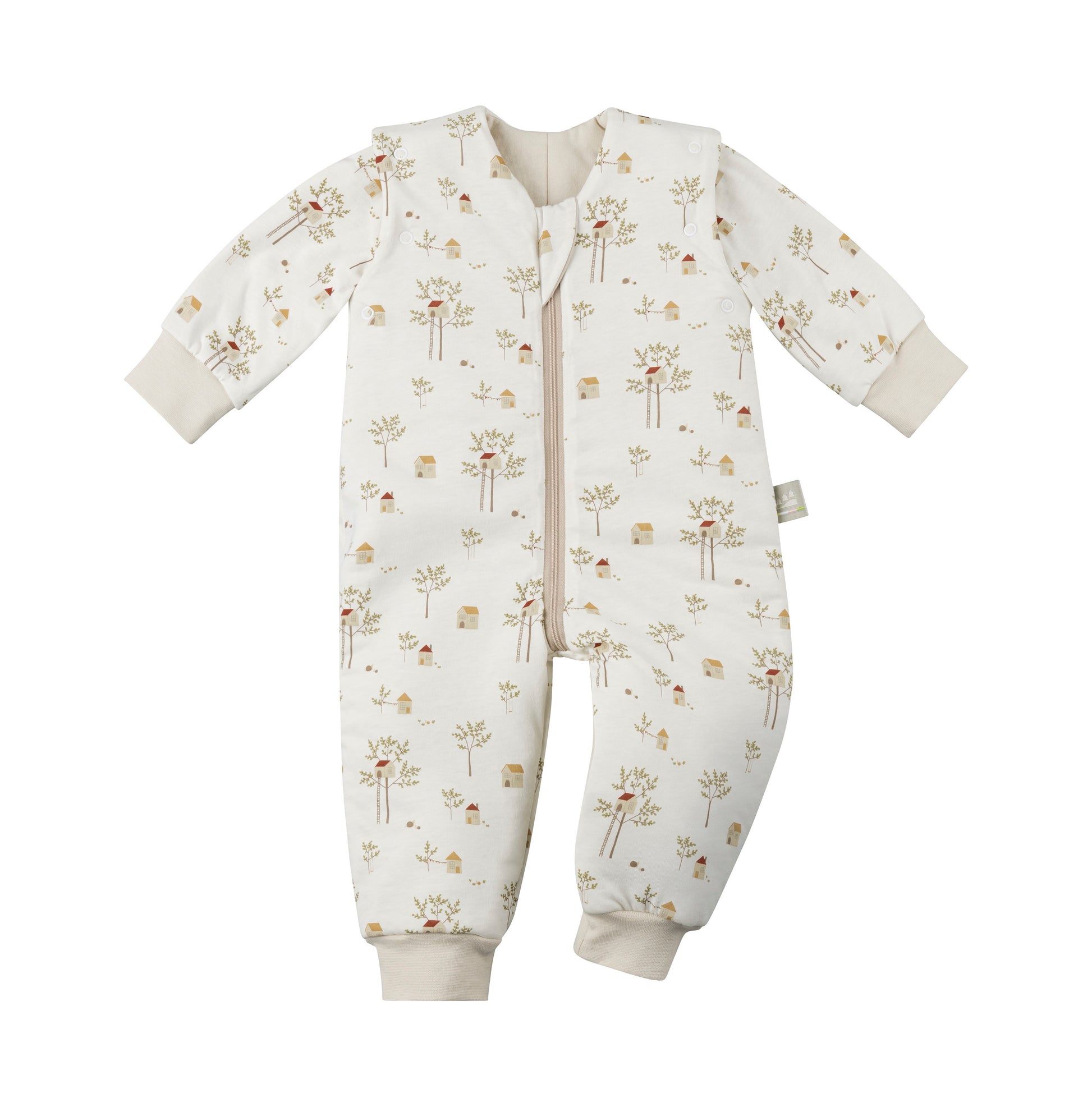 Baumhaus Design Baby-Schlafsack mit Füßen und abnehmbaren Ärmeln - ideal zum spielen, flitzen und schlafen.