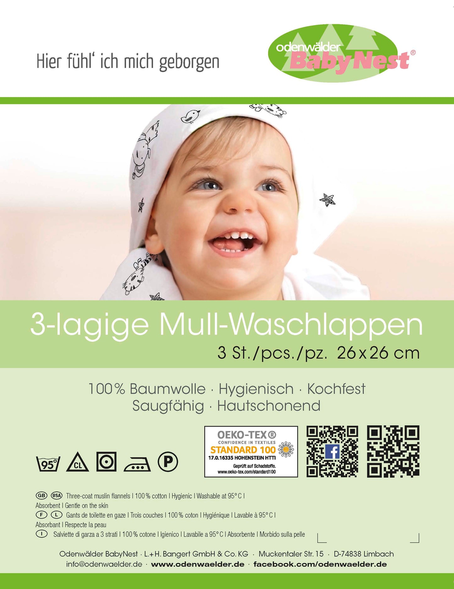 Mull-Waschlappen 3er Pack