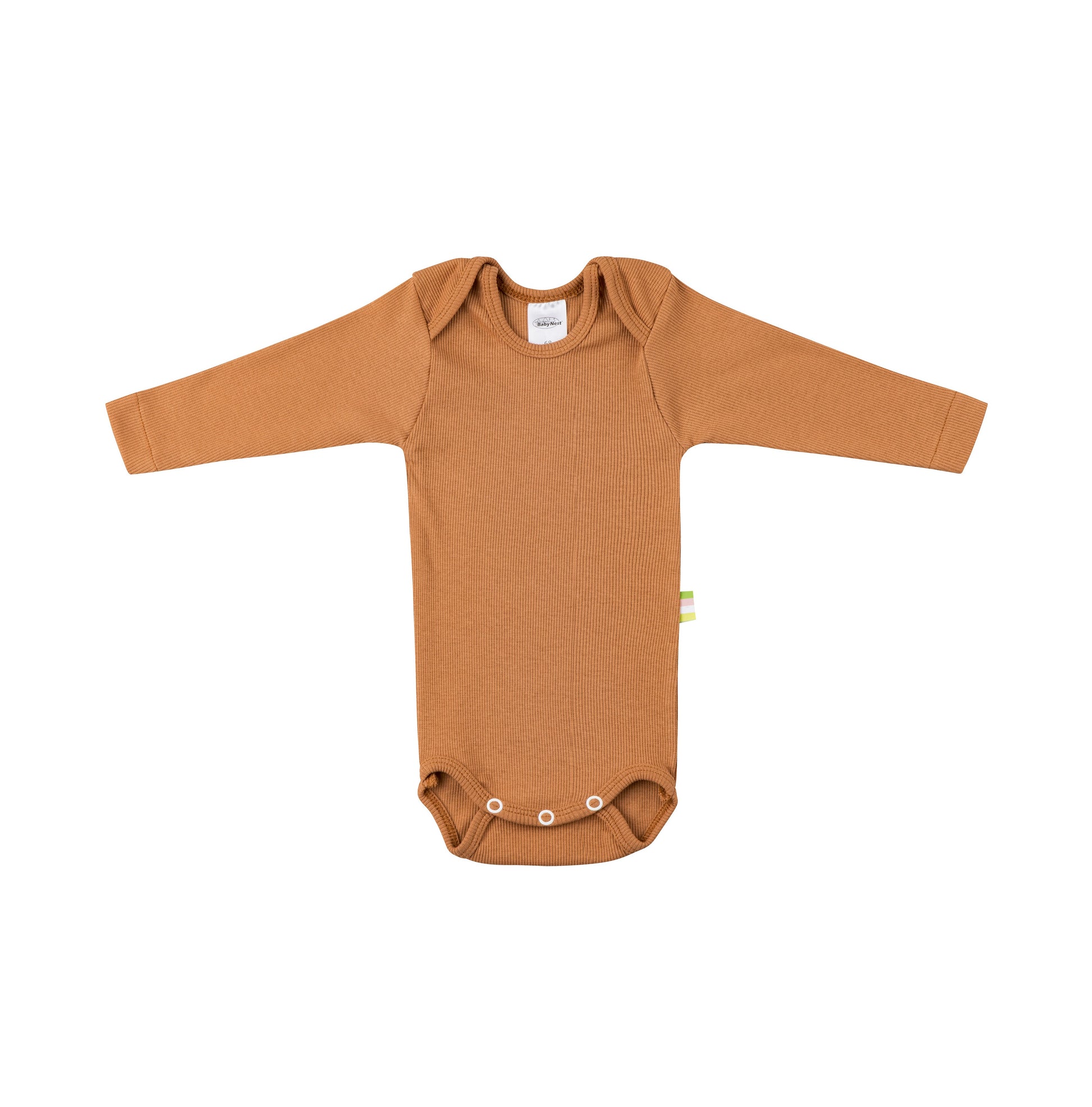Organic Cotton Baby Body Langarm in Farbe amber in softem Rib